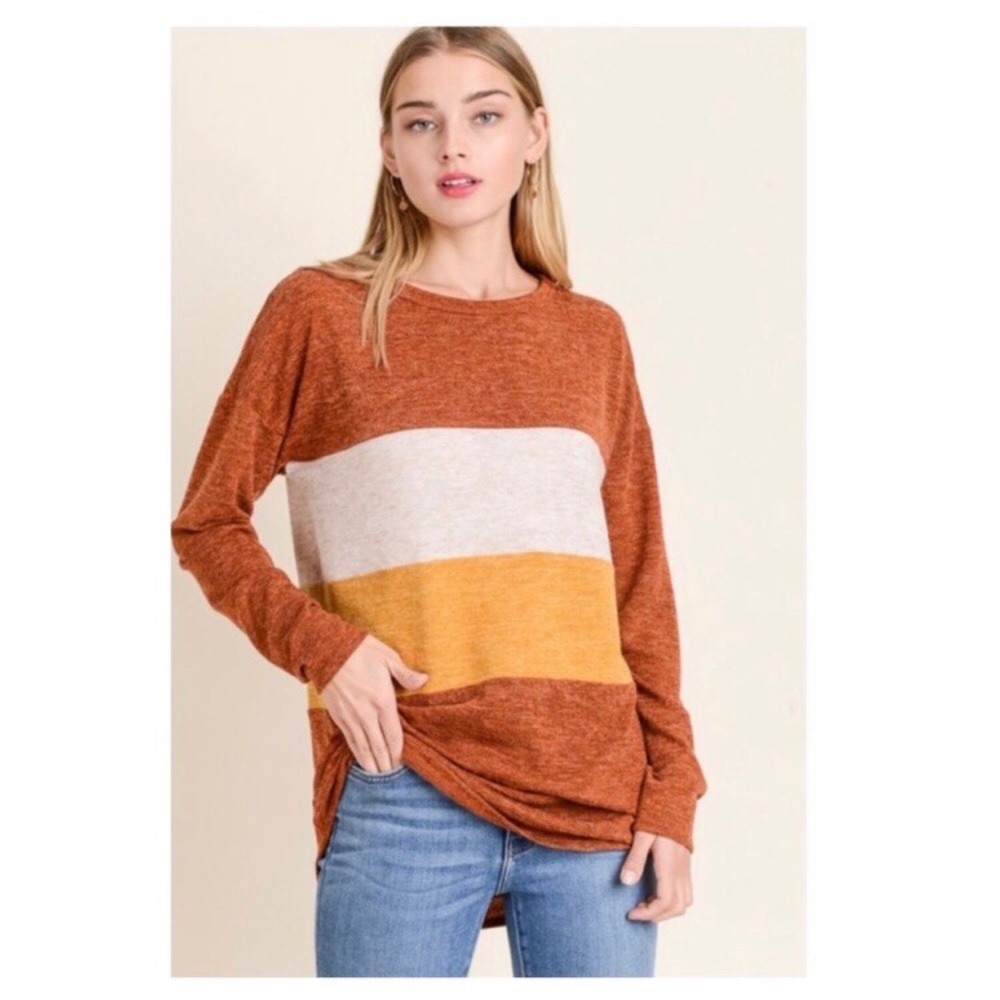 🏅HP 10/14!!🏅 🍁New Color Block Shirt🍁 - Picture 3 of 12